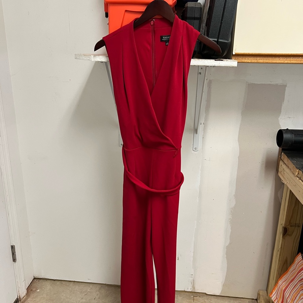 Tahari red jumpsuit, size medium